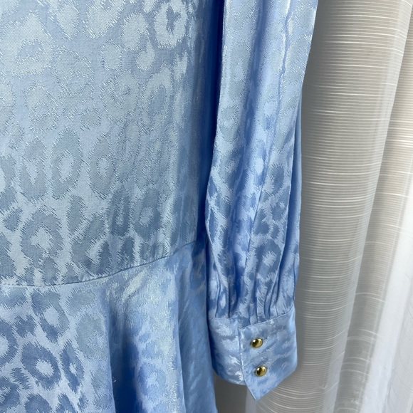 Sail to Sable Blue Animal Print Tiered Button Front Long Sleeve Dress Small - Picture 9 of 12